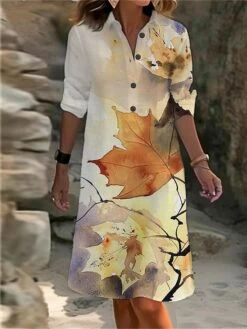 Women's Shirt Dress Casual Dress Cotton Linen Dress Midi Dress Polyester Fashion Casual Daily Outdoor Daily Vacation Shirt Collar Button Pocket Long Sleeve Summer Spring Fall 2023 Loose Fit Pink Red -HAYz Clothing Shop ngkikn1691732519704