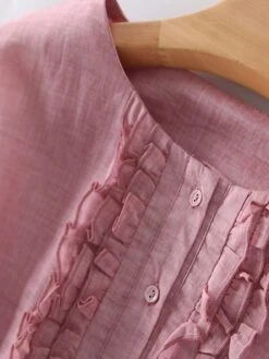 Women's Casual Dress Cotton Linen Dress A Line Dress Midi Dress Linen / Cotton Blend Basic Classic Outdoor Daily Vacation Crew Neck Lace Up Button 3/4 Length Sleeve Spring Fall Autumn 2023 Loose Fit -HAYz Clothing Shop nhishv1694418852126