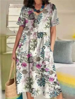 Women's Casual Dress Cotton Linen Dress Swing Dress Midi Dress Cotton Blend Basic Casual Outdoor Daily Vacation V Neck Pocket Print Short Sleeve Summer Spring 2023 Loose Fit Yellow Navy Blue Purple 10 Women's Casual Dress Cotton Linen Dress Swing Dress Midi Dress Cotton Blend Basic Casual Outdoor Daily Vacation V Neck Pocket Print Short Sleeve Summer Spring 2023 Loose Fit Yellow Navy Blue Purple -HAYz Clothing Shop nifuya1676442365650