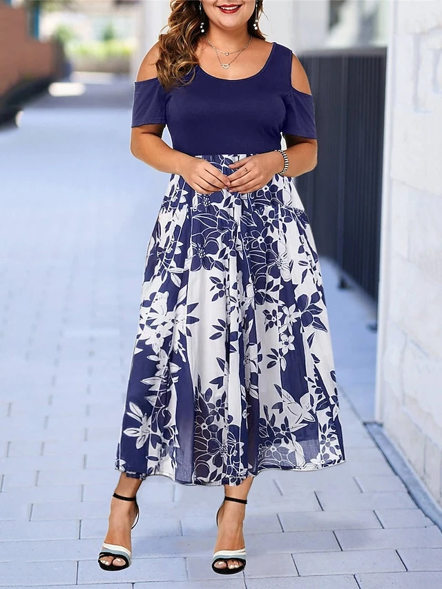 Women‘s Plus Size Curve Casual Dress Skater Dress A Line Dress Floral Long Dress Maxi Dress Short Sleeve Hollow Out Print Crew Neck Fashion Outdoor Black Wine Summer Spring L XL XXL 3XL 4XL 1 Women‘s Plus Size Curve Casual Dress Skater Dress A Line Dress Floral Long Dress Maxi Dress Short Sleeve Hollow Out Print Crew Neck Fashion Outdoor Black Wine Summer Spring L XL XXL 3XL 4XL