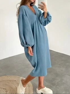 Women's Casual Dress Cotton Dress Loose Dress Midi Dress Linen / Cotton Blend Basic Classic Outdoor Daily Vacation V Neck Basic Long Sleeve Summer Spring Fall 2023 Loose Fit White Pink Blue Plain S M 16 Women's Casual Dress Cotton Dress Loose Dress Midi Dress Linen / Cotton Blend Basic Classic Outdoor Daily Vacation V Neck Basic Long Sleeve Summer Spring Fall 2023 Loose Fit White Pink Blue Plain S M -HAYz Clothing Shop niqhzh1690872878565