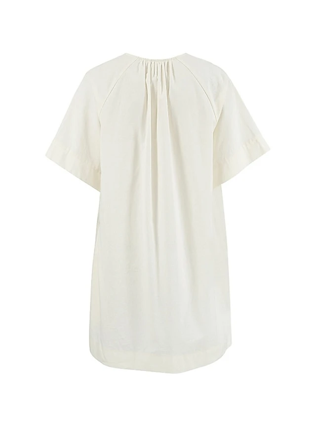 Women's Casual Dress Cotton Linen Dress Mini Dress Cotton Basic Casual Home Daily Vacation V Neck Pocket Short Sleeve Fall Autumn 2023 Loose Fit Apricot Plain S M L 6 Women's Casual Dress Cotton Linen Dress Mini Dress Cotton Basic Casual Home Daily Vacation V Neck Pocket Short Sleeve Fall Autumn 2023 Loose Fit Apricot Plain S M L - Image 6
