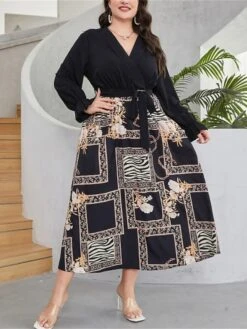 Women's Plus Size Prom Dress Party Dress Wedding Guest Dress Long Dress Maxi Dress Black Long Sleeve Floral Lace Up Fall Winter Autumn V Neck Fashion Winter Dress Evening Party Wedding Guest 2023 L 10 Women's Plus Size Prom Dress Party Dress Wedding Guest Dress Long Dress Maxi Dress Black Long Sleeve Floral Lace Up Fall Winter Autumn V Neck Fashion Winter Dress Evening Party Wedding Guest 2023 L -HAYz Clothing Shop nkiydr1693535314592