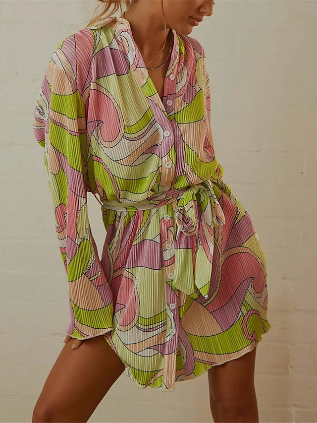 Women's Shirt Dress Casual Dress Mini Dress Outdoor Daily Vacation Polyester Fashion Modern Shirt Collar Lace Up Button Long Sleeve Spring Fall 2023 Loose Fit ArmyGreen Black Dark Pink Floral Pure 14 Women's Shirt Dress Casual Dress Mini Dress Outdoor Daily Vacation Polyester Fashion Modern Shirt Collar Lace Up Button Long Sleeve Spring Fall 2023 Loose Fit ArmyGreen Black Dark Pink Floral Pure - Image 14