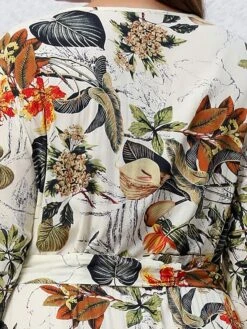 Women's Casual Dress Swing Dress Print Dress Leaf Floral Ruffle Print V Neck Long Dress Maxi Dress Fashion Streetwear Outdoor Daily Long Sleeve Regular Fit Blue Apricot Fall Winter XL XXL 3XL 4XL -HAYz Clothing Shop nmbzhq1697539485431