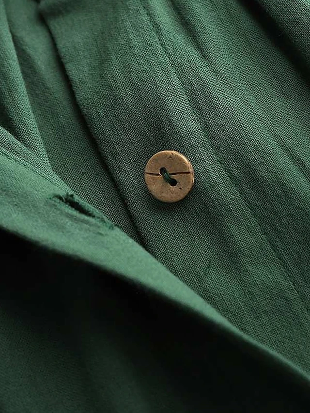 Women's Casual Dress Cotton Dress Black Dress Midi Dress Cotton Fashion Daily Outdoor Daily Vacation Stand Collar Ruffle Button 3/4 Length Sleeve Fall Autumn 2023 Loose Fit Black Wine Blue Plain S M 12 Women's Casual Dress Cotton Dress Black Dress Midi Dress Cotton Fashion Daily Outdoor Daily Vacation Stand Collar Ruffle Button 3/4 Length Sleeve Fall Autumn 2023 Loose Fit Black Wine Blue Plain S M - Image 12