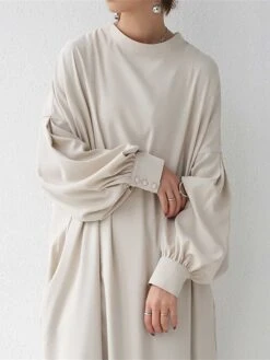 Women's Casual Dress Cotton Linen Dress Abaya Maxi Long Dress Linen / Cotton Blend Basic Classic Outdoor Daily Vacation Crew Neck Button Long Sleeve Spring Fall Winter 2023 Loose Fit Black Apricot -HAYz Clothing Shop nmfmvz1692341111700