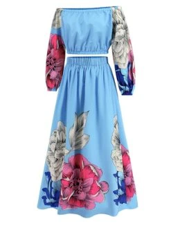 Women's Two Piece Dress Set Casual Dress Skirt Set Daily Going Out Casual Ruched Print Long Dress Maxi Dress Off Shoulder Long Sleeve Floral Regular Fit Blue Green Rose Red Fall Winter S M L XL XXL 39 Women's Two Piece Dress Set Casual Dress Skirt Set Daily Going Out Casual Ruched Print Long Dress Maxi Dress Off Shoulder Long Sleeve Floral Regular Fit Blue Green Rose Red Fall Winter S M L XL XXL -HAYz Clothing Shop nomiha1692339435334