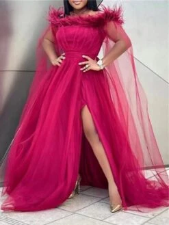 Women‘s Plus Size Curve Party Dress Pure Color Off Shoulder Long Sleeve Spring Fall Elegant Prom Dress Maxi Long Dress Party Dress