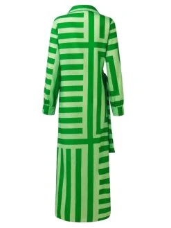 Women's Shirt Dress Bodycon Wrap Dress Maxi Long Dress Outdoor Daily Polyester Fashion Boho Shirt Collar Ruched Split Long Sleeve Summer Fall Spring 2023 Regular Fit Purple Orange Green -HAYz Clothing Shop nrclef1678342686737