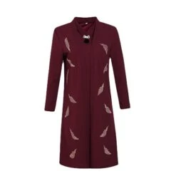 Women's Plus Size Curve Dress Set Formal Leaf V Neck Long Sleeve Fall Winter Elegant Work Knee Length Dress -HAYz Clothing Shop nrsbga1675675218503