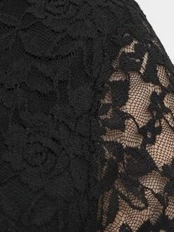Women's Plus Size Party Dress Lace Dress Cocktail Dress Midi Dress Black 3/4 Length Sleeve Pure Color Lace Spring Fall Winter V Neck Fashion Winter Dress Birthday Wedding Guest 2023 XL XXL 3XL 4XL -HAYz Clothing Shop nsgwen1693535471379