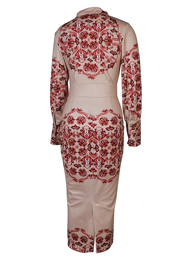 Women's Shirt Dress Casual Dress Bodycon Midi Dress Outdoor Office Daily Polyester Fashion Romantic Stand Collar Button Print Long Sleeve Summer Spring Fall 2023 Slim Blue Khaki Floral S M L XL 2XL 18 Women's Shirt Dress Casual Dress Bodycon Midi Dress Outdoor Office Daily Polyester Fashion Romantic Stand Collar Button Print Long Sleeve Summer Spring Fall 2023 Slim Blue Khaki Floral S M L XL 2XL - Image 18