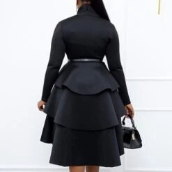 Women‘s Plus Size Curve Party Dress Solid Color Square Neck Ruffle Long Sleeve Winter Fall Basic Casual Prom Dress Midi Dress Work Daily Dress Black Dress Homecoming Dress -HAYz Clothing Shop ntirpz1639121478150