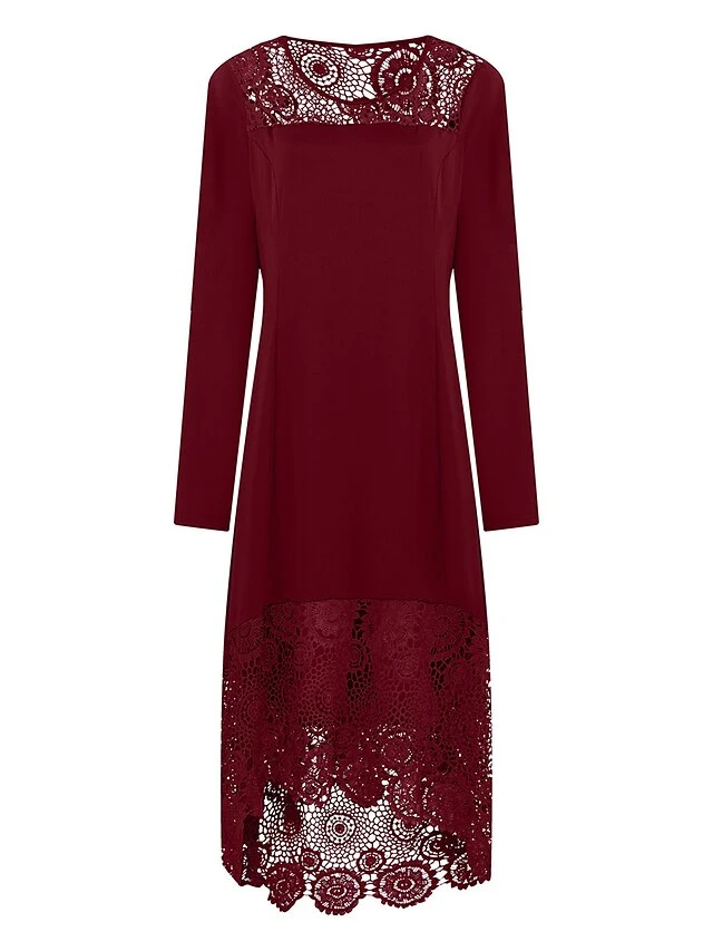 Women‘s Plus Size Curve Party Dress Lace Dress Cocktail Dress Midi Dress Black Wine Blue Long Sleeve Pure Color Lace Summer Spring Fall Crew Neck Fashion Winter Dress Birthday Wedding Guest 2023 10 Women‘s Plus Size Curve Party Dress Lace Dress Cocktail Dress Midi Dress Black Wine Blue Long Sleeve Pure Color Lace Summer Spring Fall Crew Neck Fashion Winter Dress Birthday Wedding Guest 2023 - Image 10