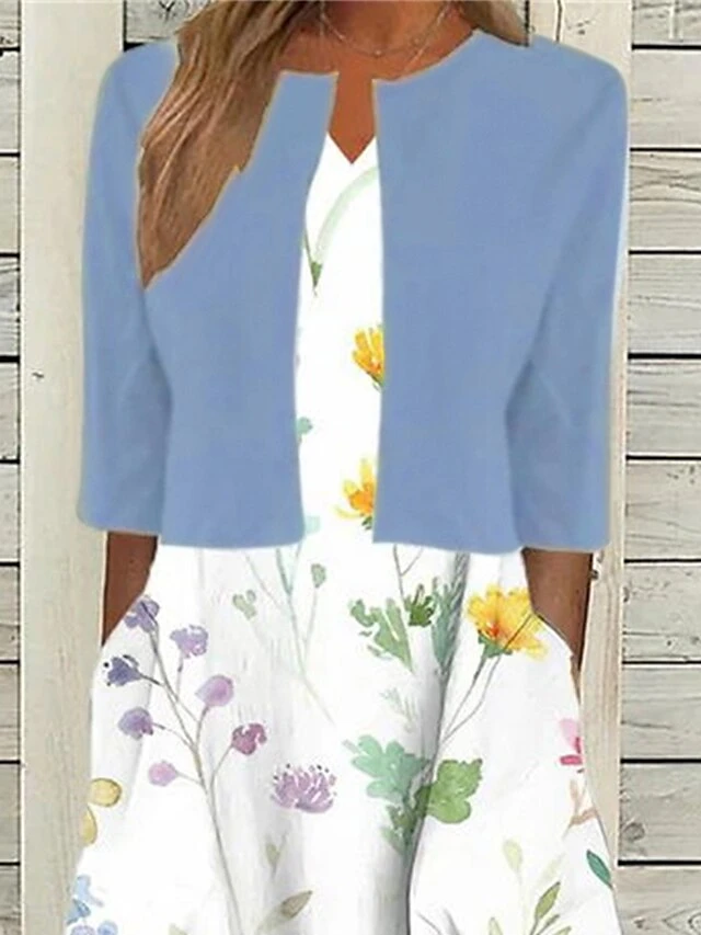 Women's Two Piece Dress Set Casual Dress Print Dress Daily Vacation Fashion Modern Pocket Print Midi Dress Crew Neck Half Sleeve Floral Regular Fit White Summer Spring S M L XL XXL 2 Women's Two Piece Dress Set Casual Dress Print Dress Daily Vacation Fashion Modern Pocket Print Midi Dress Crew Neck Half Sleeve Floral Regular Fit White Summer Spring S M L XL XXL - Image 2