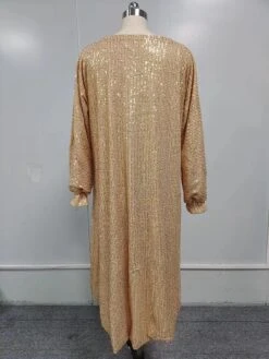 Women's Casual Dress Shift Dress Mini Dress Plus High Low Daily Date Vacation Active Fashion V Neck Long Sleeve 2023 Loose Fit Silver Gold Gray Color M L XL XXL 3XL Size -HAYz Clothing Shop nviilo1697608891725