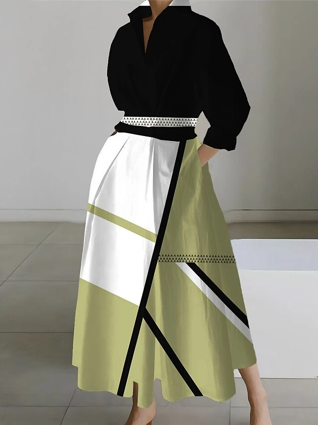 Women's Shirt Dress Casual Dress Swing Dress Maxi Long Dress Outdoor Office Daily Polyester Fashion Modern Shirt Collar Button Pocket Long Sleeve Spring Fall Winter 2023 Loose Fit ArmyGreen Yellow 5 Women's Shirt Dress Casual Dress Swing Dress Maxi Long Dress Outdoor Office Daily Polyester Fashion Modern Shirt Collar Button Pocket Long Sleeve Spring Fall Winter 2023 Loose Fit ArmyGreen Yellow - Image 5