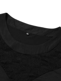 Women‘s Plus Size Curve Party Dress Color Block Crew Neck Lace 3/4 Length Sleeve Spring Fall Elegant Prom Dress Maxi Long Dress Formal Party Dress -HAYz Clothing Shop nymklu1693287744913