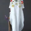 Women's Casual Dress White Dress A Line Dress Long Dress Maxi Dress Polyester Streetwear Modern Outdoor Daily Holiday Crew Neck Print 3/4 Length Sleeve Summer Spring Fall 2023 Regular Fit Black White