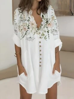 Women's Shirt Dress Casual Dress Cotton Linen Dress Mini Dress Polyester Fashion Casual Daily Outdoor Daily Vacation Shirt Collar Button Pocket Long Sleeve Summer Spring Fall 2023 Loose Fit Light -HAYz Clothing Shop oaocxv1689576405709