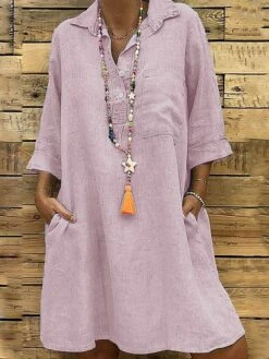 Women's Shirt Dress Cotton Linen Dress Shift Dress Mini Dress Cotton And Linen Daily Vacation Shirt Collar Pocket 3/4 Length Sleeve Summer Spring Fall 2023 Loose Fit Black Pink Green Pure Color S M L 13 Women's Shirt Dress Cotton Linen Dress Shift Dress Mini Dress Cotton And Linen Daily Vacation Shirt Collar Pocket 3/4 Length Sleeve Summer Spring Fall 2023 Loose Fit Black Pink Green Pure Color S M L -HAYz Clothing Shop obibzg1656035957267
