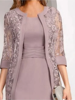 Women's Lace Dress Dress Set Two Piece Dress Midi Dress Pink Half Sleeve Pure Color Mesh Summer Spring Fall Crew Neck Fashion Office Wedding Guest 2023 S M L XL XXL 3XL 14 Women's Lace Dress Dress Set Two Piece Dress Midi Dress Pink Half Sleeve Pure Color Mesh Summer Spring Fall Crew Neck Fashion Office Wedding Guest 2023 S M L XL XXL 3XL -HAYz Clothing Shop ocxfwp1659337041905