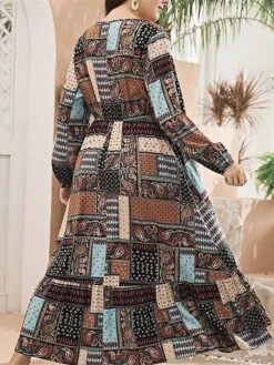 Women's Plus Size Curve Work Dress Swing Dress Semi Formal Dress Fashion Long Dress Maxi Dress Print V Neck Long Sleeve Geometric Paisley Regular Fit Khaki Fall Winter L XL XXL 3XL 4XL 8 Women's Plus Size Curve Work Dress Swing Dress Semi Formal Dress Fashion Long Dress Maxi Dress Print V Neck Long Sleeve Geometric Paisley Regular Fit Khaki Fall Winter L XL XXL 3XL 4XL -HAYz Clothing Shop odrdqg1693280728908