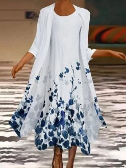 Women's Two Piece Dress Long Dress Maxi Dress White Yellow Pink Long Sleeve Color Block Print Summer Spring Crew Neck Stylish Winter Dress Fall Dress Loose Fit 2023 S M L XL XXL 3XL 4XL 5XL