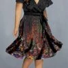 Women‘s Plus Size Curve Casual Dress A Line Dress Floral Gradient Midi Dress Short Sleeve Print V Neck Elegant Daily Black Red Summer Spring L XL XXL 3XL 4XL