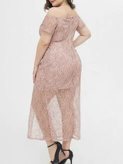 Women's Plus Size Prom Dress Party Dress Lace Dress Long Dress Maxi Dress Pink Short Sleeve Pure Color Lace Summer Spring Fall Off Shoulder Fashion Wedding Guest Birthday Evening Party 2023 XL XXL 18 Women's Plus Size Prom Dress Party Dress Lace Dress Long Dress Maxi Dress Pink Short Sleeve Pure Color Lace Summer Spring Fall Off Shoulder Fashion Wedding Guest Birthday Evening Party 2023 XL XXL -HAYz Clothing Shop ogjers1691648059155