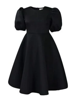 Women‘s Plus Size Curve Flattering Dresses Elegant Apple Shaped Dress Wedding Guest Party Dress Sheath Dress Solid Color Midi Dress Short Sleeve Crew Neck Fashion Party Black White Spring Summer Dress -HAYz Clothing Shop oiggmd1676979034985