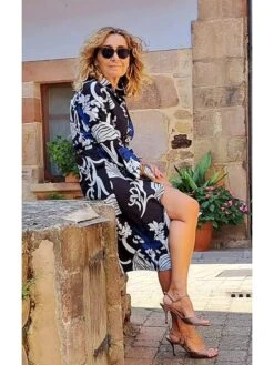 Women's Shirt Dress Work Dress Formal Dress Maxi Long Dress Daily Sports Date Polyester Fashion Elegant V Neck Tie Belt Print Long Sleeve Summer Spring Fall 2023 Regular Fit Blue Green Print Flower -HAYz Clothing Shop okrnlx1692674720679
