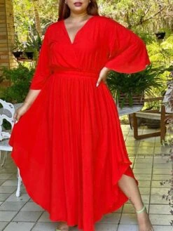 Women‘s Plus Size Curve Holiday Dress Solid Color V Neck Half Sleeve Fall Spring Basic Maxi Long Dress Date Vacation Dress 22 Women‘s Plus Size Curve Holiday Dress Solid Color V Neck Half Sleeve Fall Spring Basic Maxi Long Dress Date Vacation Dress -HAYz Clothing Shop ollloc1648706451752