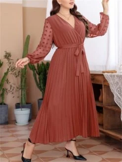 Women's Plus Size Prom Dress Party Dress Wedding Guest Dress Long Dress Maxi Dress Red Long Sleeve Pure Color Lace Up Fall Winter Autumn V Neck Fashion Winter Dress Evening Party Wedding Guest 2023 L -HAYz Clothing Shop omfgpv1693535318047
