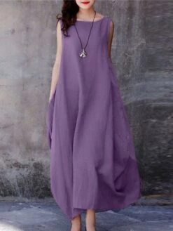 Women's Cotton Linen Dress Casual Dress Swing Dress Maxi Long Dress Cotton Blend Basic Casual Outdoor Daily Holiday Boat Neck Pocket Sleeveless Summer Spring 2023 Loose Fit Purple Brown Dark Blue 16 Women's Cotton Linen Dress Casual Dress Swing Dress Maxi Long Dress Cotton Blend Basic Casual Outdoor Daily Holiday Boat Neck Pocket Sleeveless Summer Spring 2023 Loose Fit Purple Brown Dark Blue -HAYz Clothing Shop opbpti1657786319521