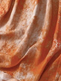 Women's Casual Dress Linen Dress Midi Dress Linen Fashion Romantic Outdoor Daily Holiday Crew Neck Pocket Print 3/4 Length Sleeve Fall Winter Autumn 2023 Loose Fit Blue Orange Painting Flower M L XL -HAYz Clothing Shop opzirf1694418655530