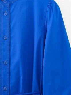 Women's Shirt Dress Casual Dress Mini Dress Outdoor Daily Polyester Basic Classic Stand Collar Ruffle Button Long Sleeve Fall Winter 2023 Loose Fit Blue Pure Color XS S M L -HAYz Clothing Shop oqprix1695367373155