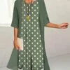 Women's Two Piece Dress Set Casual Dress Print Dress Outdoor Daily Fashion Elegant Print Midi Dress Crew Neck 3/4 Length Sleeve Polka Dot Loose Fit Black Yellow Blue Summer Spring S M L XL XXL