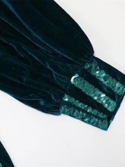 Women‘s Plus Size Curve Wedding Guest Party Dress Velvet Dress Sequin Dress Solid Color V Neck Long Sleeve Fall Winter Stylish Elegant Maxi Long Dress Party Date Dress -HAYz Clothing Shop orrwbt1662368806907