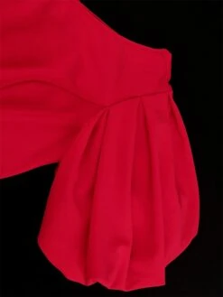 Women's Plus Size Curve Party Dress Cocktail Dress Swing Dress Plain Midi Dress Half Sleeve Pleated One Shoulder Fashion Party Red Fall Winter XL XXL 3XL 4XL -HAYz Clothing Shop oshqap1694425981685