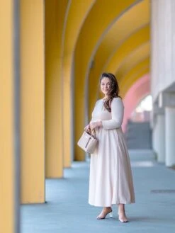 Women‘s Plus Size Curve Casual Dress Swing Dress Solid Color Long Dress Maxi Dress 3/4 Length Sleeve Lace Up Pocket Crew Neck Fashion Daily Yellow Red Spring Summer L XL XXL 3XL -HAYz Clothing Shop osmzkg1687232536979