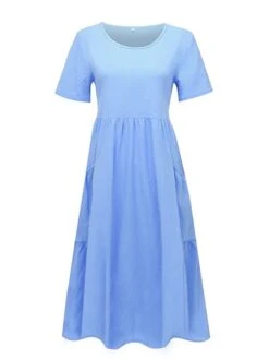 Women's Casual Dress Cotton Linen Dress Swing Dress Midi Dress Polyester Basic Classic Outdoor Daily Vacation Crew Neck Pocket Short Sleeve Summer Spring 2023 Loose Fit Black Yellow Blue Plain M L XL 9 Women's Casual Dress Cotton Linen Dress Swing Dress Midi Dress Polyester Basic Classic Outdoor Daily Vacation Crew Neck Pocket Short Sleeve Summer Spring 2023 Loose Fit Black Yellow Blue Plain M L XL -HAYz Clothing Shop ozahjy1691067932069