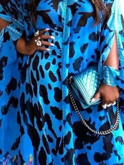 Women‘s Plus Size Curve Holiday Dress Print V Neck Print Long Sleeve Spring Fall Boho Stylish Maxi Long Dress Holiday Vacation Dress Loose Fit -HAYz Clothing Shop ozcqmk1649317445864