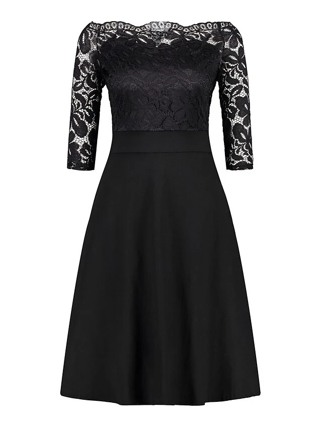 Women‘s Plus Size Curve Party Dress Solid Color Off Shoulder Lace Half Sleeve Summer Spring Elegant Formal Midi Dress Party Cocktail Party Dress 10 Women‘s Plus Size Curve Party Dress Solid Color Off Shoulder Lace Half Sleeve Summer Spring Elegant Formal Midi Dress Party Cocktail Party Dress - Image 10