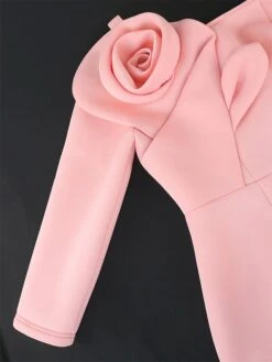 Women's Plus Size Curve Party Dress Bodycon Sheath Dress Plain Midi Dress Long Sleeve Split Off Shoulder Fashion Party Pink Fall Winter XL XXL 3XL 4XL -HAYz Clothing Shop parcuk1694165814613