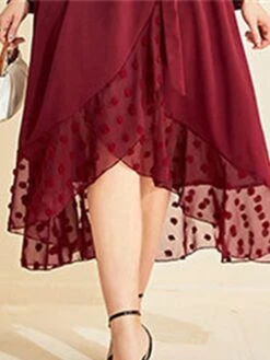 Women's Plus Size Prom Dress Party Dress Wedding Guest Dress Long Dress Maxi Dress Wine Long Sleeve Pure Color Lace Up Fall Winter Autumn V Neck Fashion Winter Dress Wedding Guest Evening Party Loose -HAYz Clothing Shop paueuh1693205400213