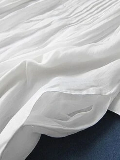 Women's Casual Dress Cotton Linen Dress Swing Dress Midi Dress Cotton Blend Basic Casual Outdoor Daily Crew Neck Ruched Pocket Short Sleeve Summer Spring 2023 Loose Fit White Pink Purple Plain M L XL -HAYz Clothing Shop pchxjp1676278278599