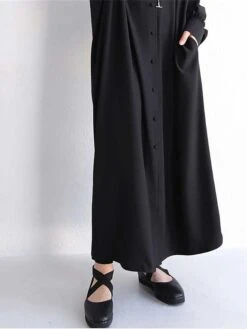 Women's Casual Dress Cotton Linen Dress Abaya Maxi Long Dress Linen / Cotton Blend Basic Classic Outdoor Daily Vacation Crew Neck Button Long Sleeve Spring Fall Winter 2023 Loose Fit Black Apricot -HAYz Clothing Shop pcixem1692341115049