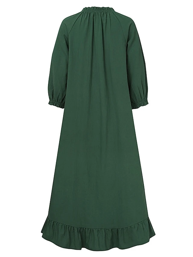 Women's Casual Dress Cotton Dress Black Dress Midi Dress Cotton Fashion Daily Outdoor Daily Vacation Stand Collar Ruffle Button 3/4 Length Sleeve Fall Autumn 2023 Loose Fit Black Wine Blue Plain S M 10 Women's Casual Dress Cotton Dress Black Dress Midi Dress Cotton Fashion Daily Outdoor Daily Vacation Stand Collar Ruffle Button 3/4 Length Sleeve Fall Autumn 2023 Loose Fit Black Wine Blue Plain S M - Image 10